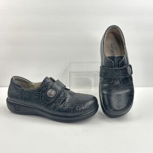 Alegria Joleen Shoes Womens 9.5-10 EU 40 Black Floral Leather Mary Jane Comfort